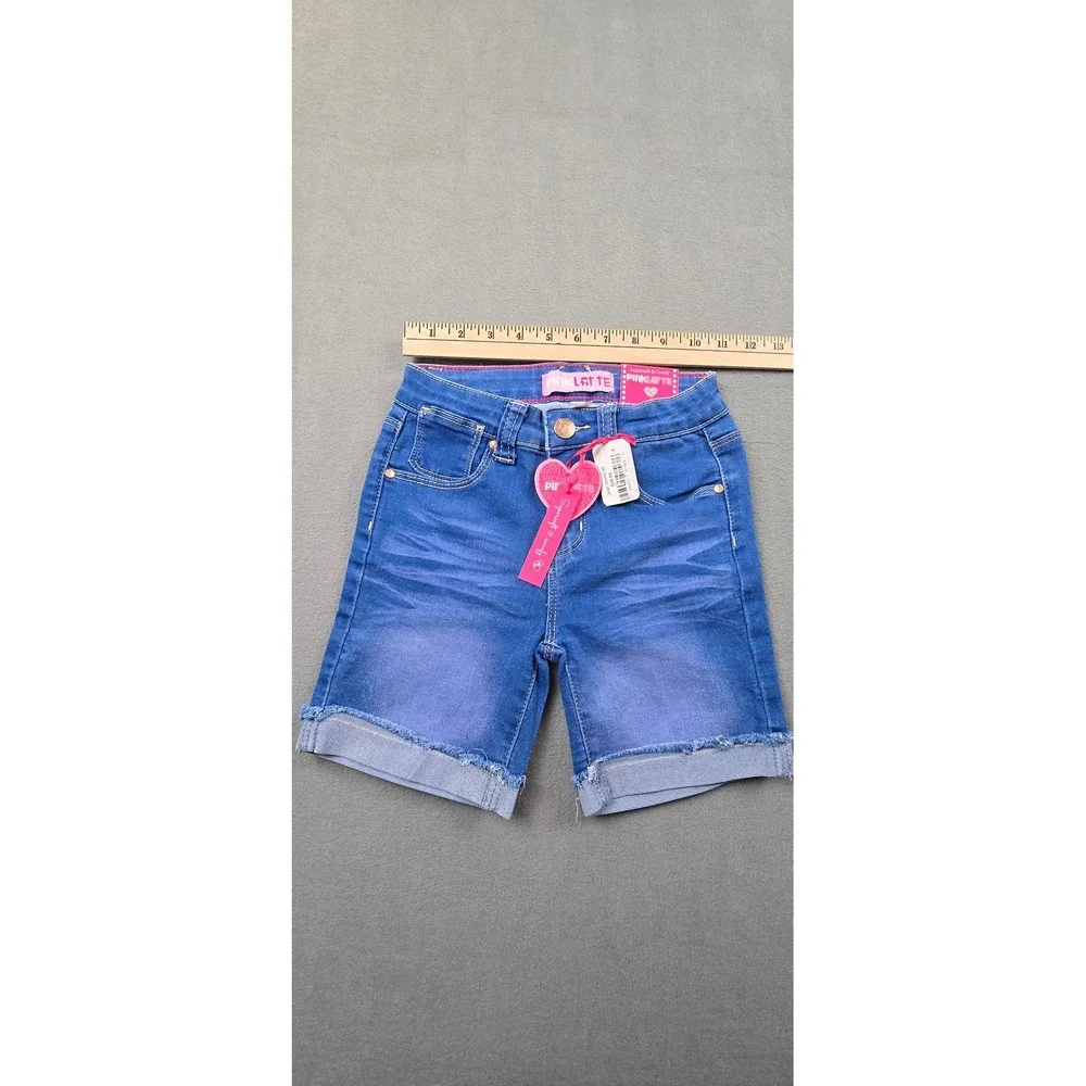 Pink Latte Girls Blue Denim Shorts Size 8 Medium‎ Wash Raw Hem GDS-20-89019B NWT